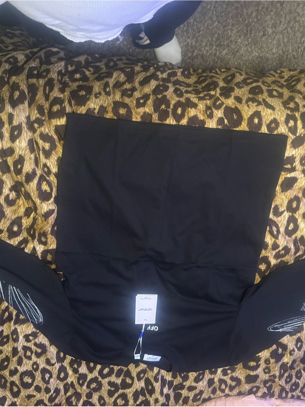 Off-White Black Long-Sleeve Tee with White Sleeve Accents